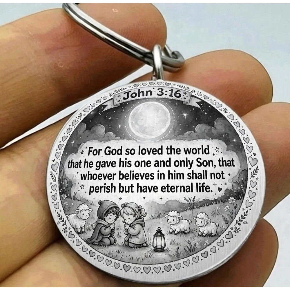 God Lord Jesus Christ 3 : 16  Reminder Stainless Keychain Art Holly Faith Holly